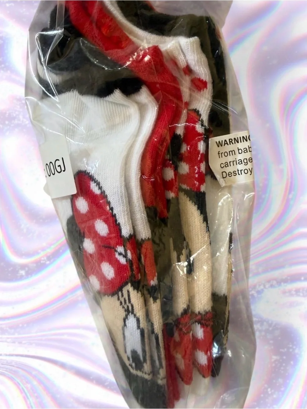 Disney Minnie Mouse 5 Pairs No-Show Socks - White, Red, Black Womens Size 4-10